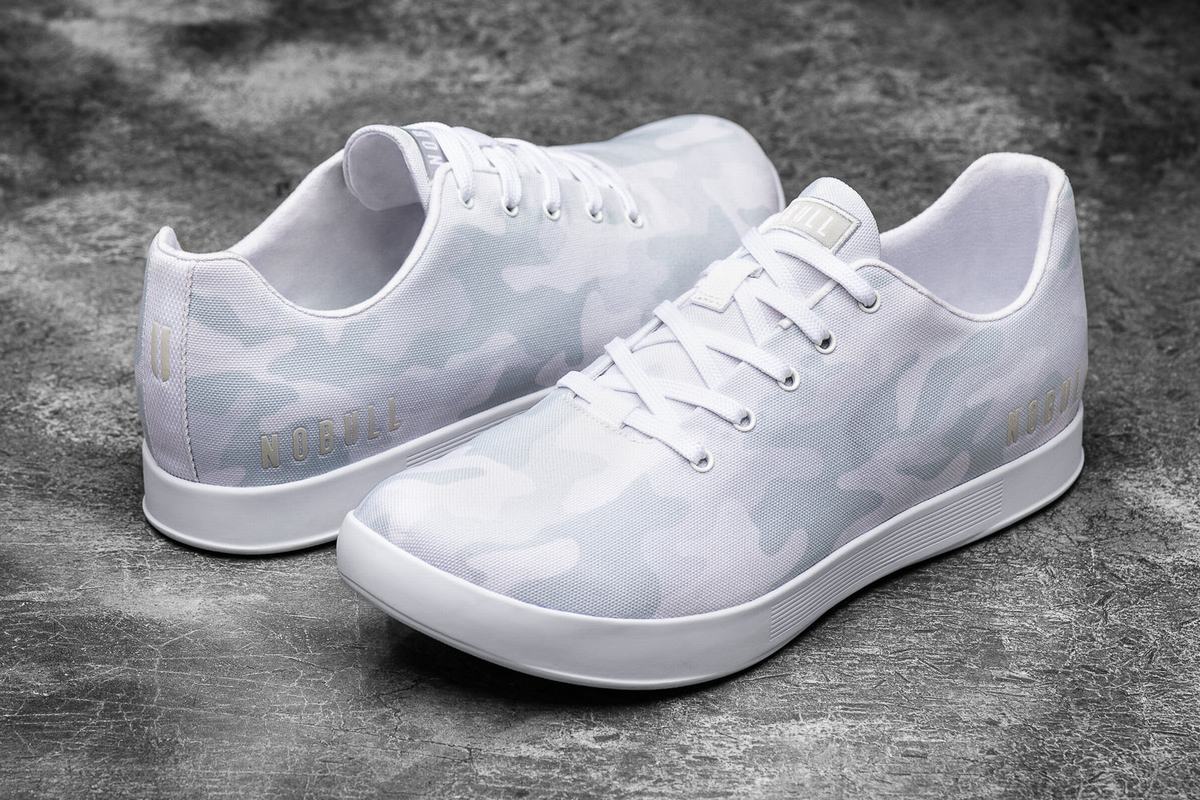 Nobull Canvas Men's Trainers White Camo | Australia (DX2980)